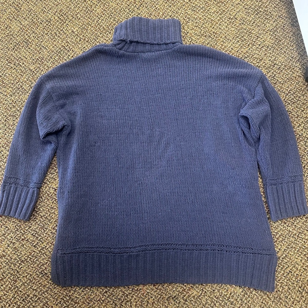 Lily Sky Blue Chenille Knit Turtleneck Sweater Oversized SP4302 XL